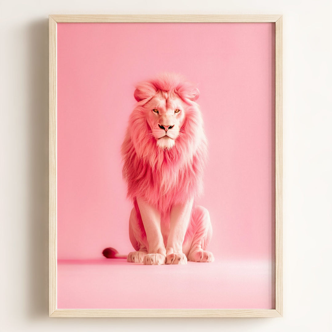 Portrait of a Pink Lion Wall Art Print