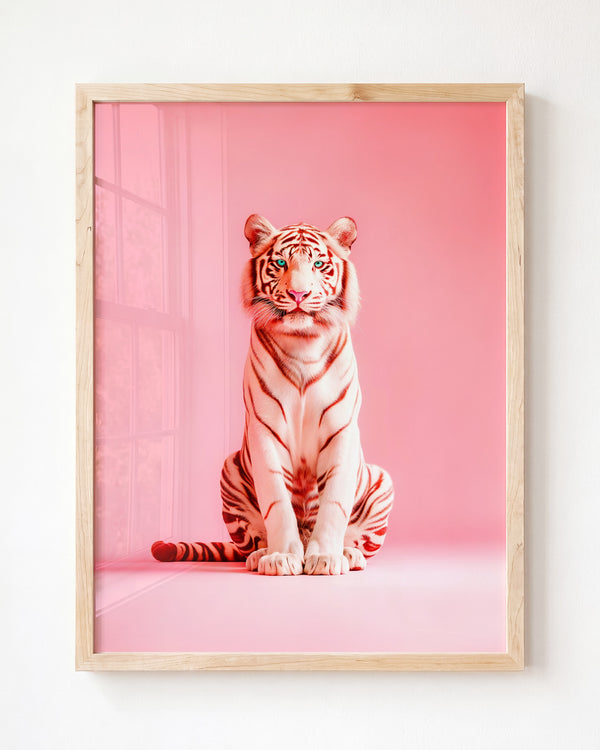 Portrait of a Pink Tiger Wall Art Print – Framed