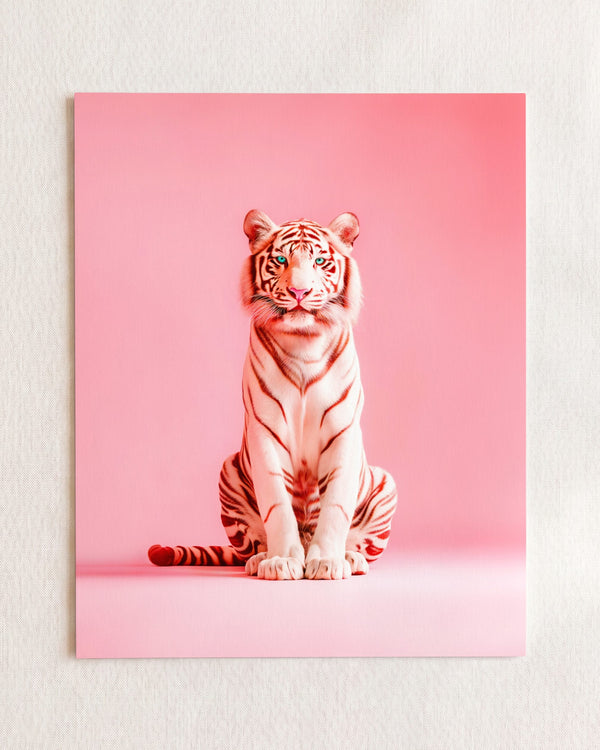 Portrait of a Pink Tiger Wall Art Print