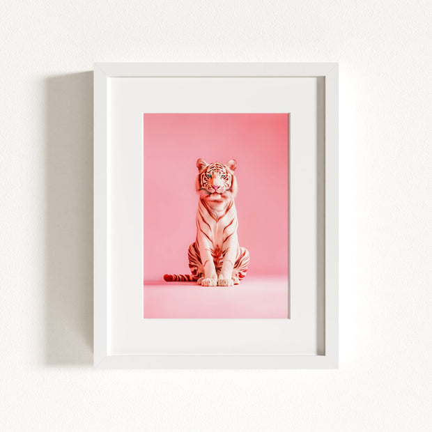 Portrait of a Pink Tiger Wall Art Print
