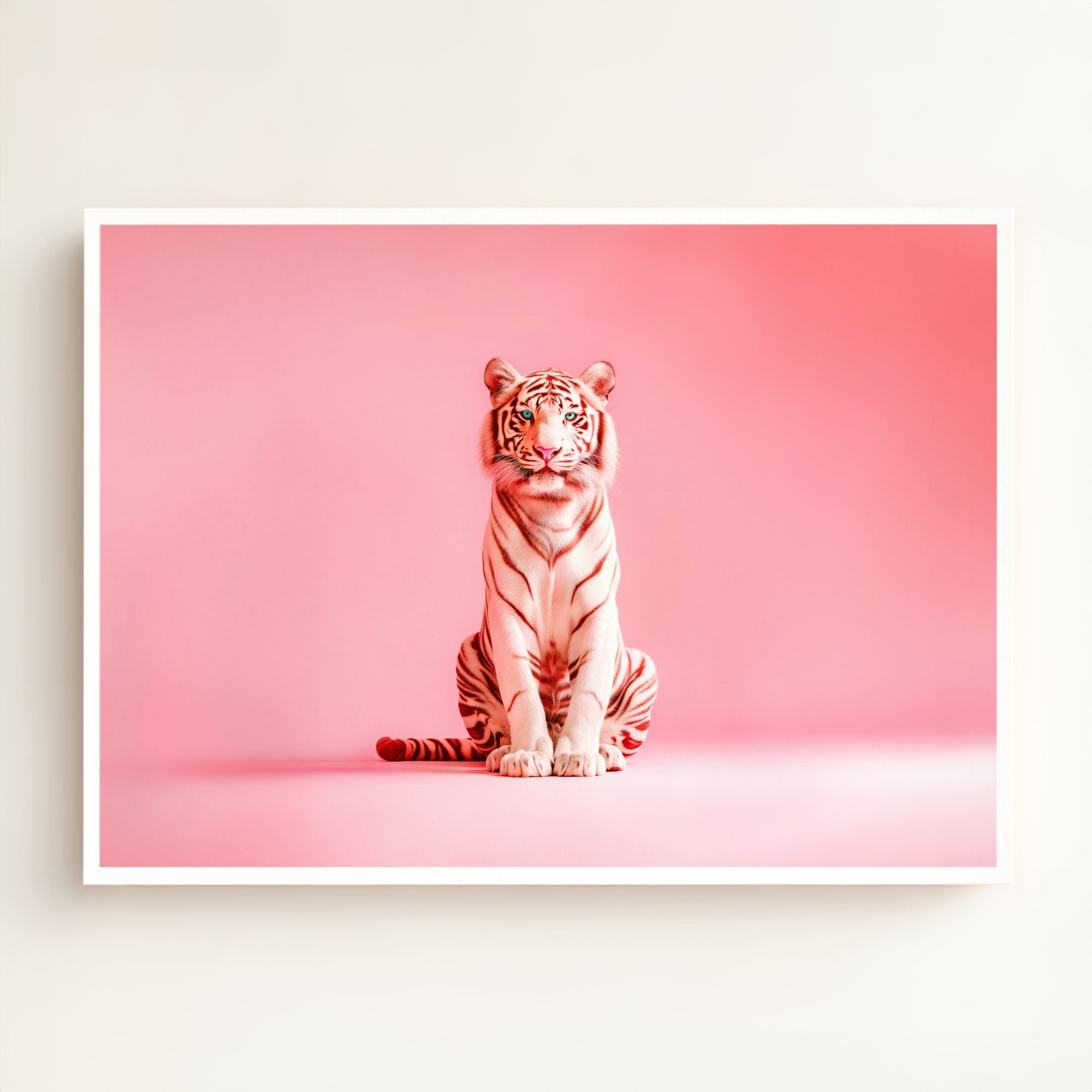 Portrait of a Pink Tiger Wall Art Print
