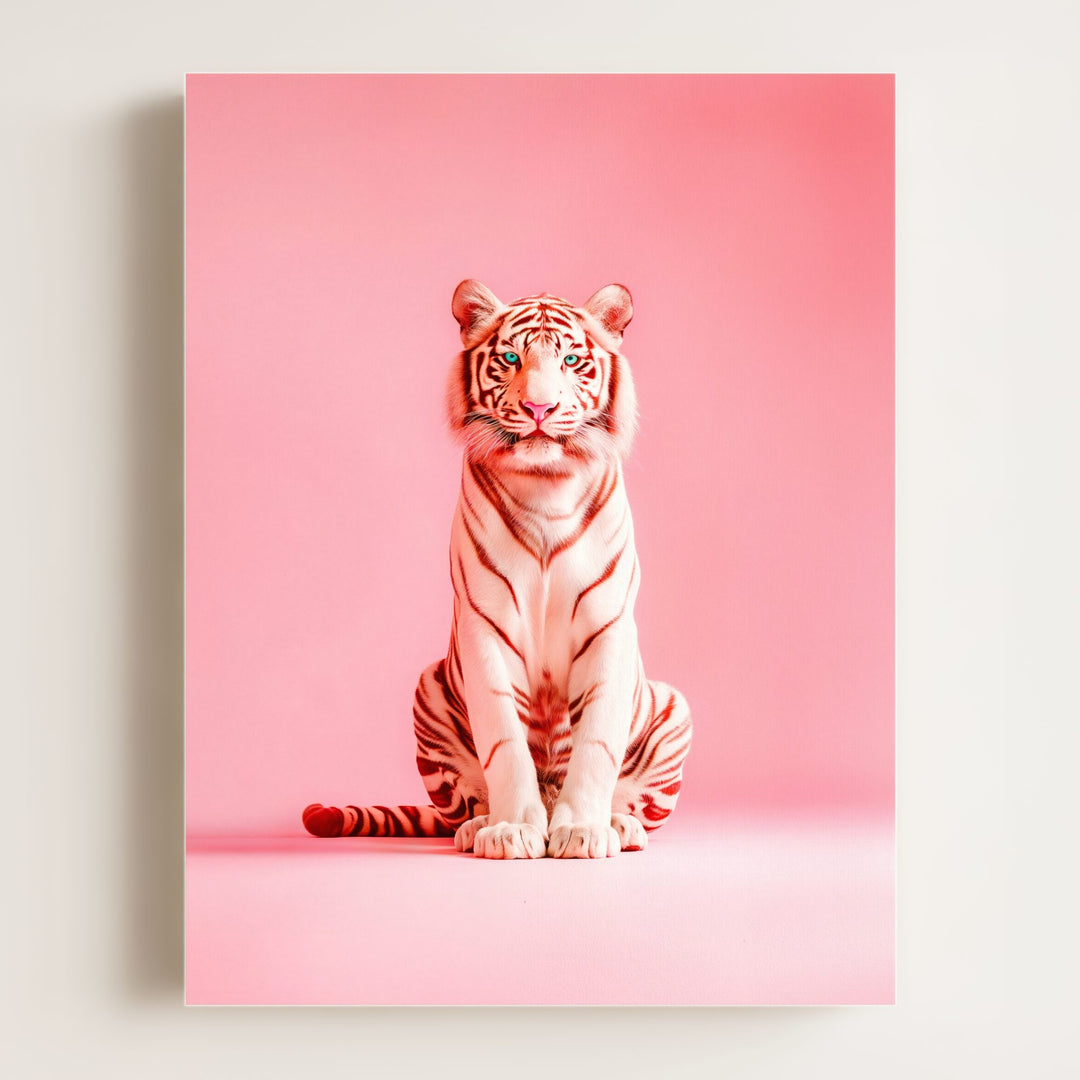 Portrait of a Pink Tiger Wall Art Print