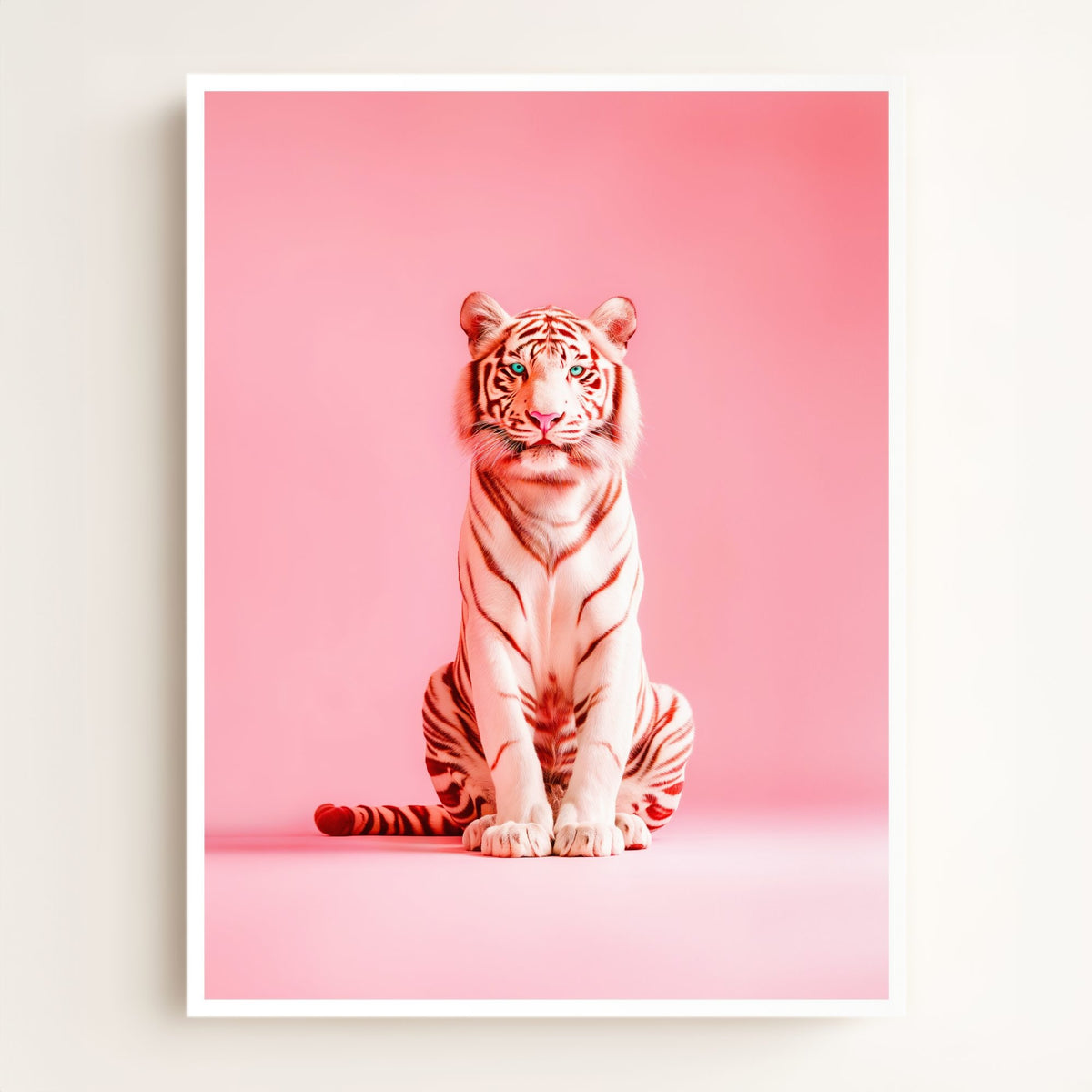 Portrait of a Pink Tiger Wall Art Print