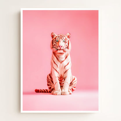 Portrait of a Pink Tiger Wall Art Print