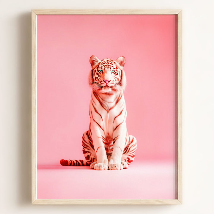 Portrait of a Pink Tiger Wall Art Print