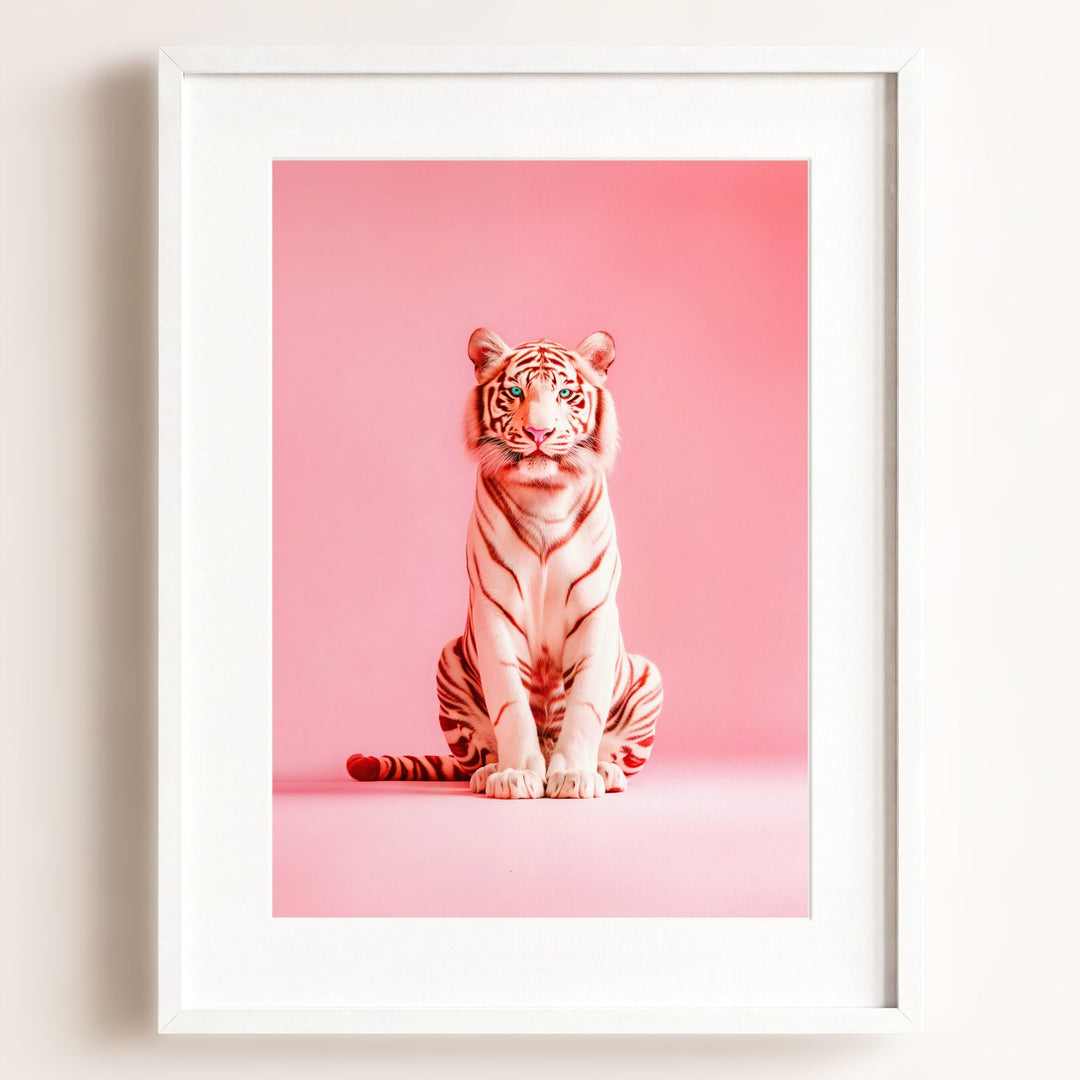Portrait of a Pink Tiger Wall Art Print