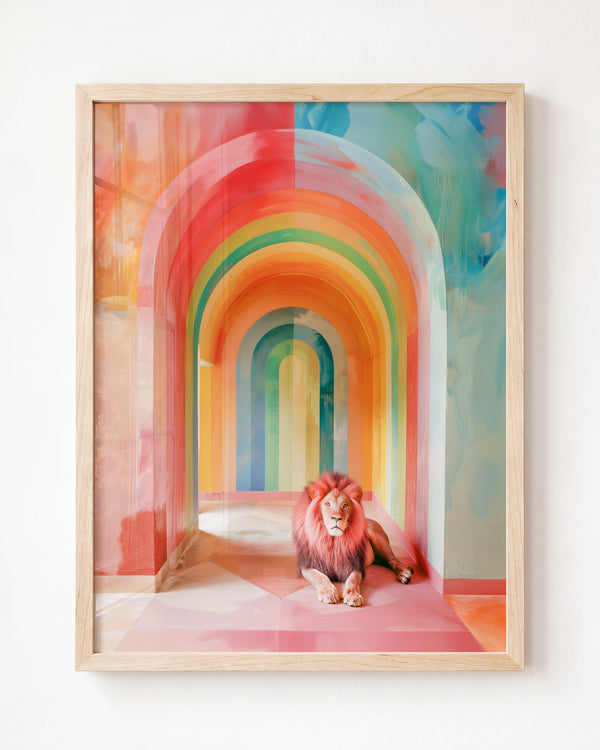 Rainbow Room Lion Art Print – Framed