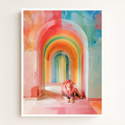 Rainbow Room Lion Art Print