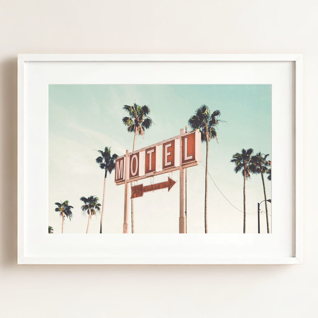 Retro Motel and Palms - horizontal wall art