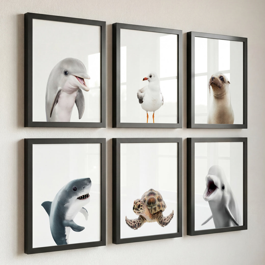 Sea Animals Set of 6 Nursery Decor Art Prints