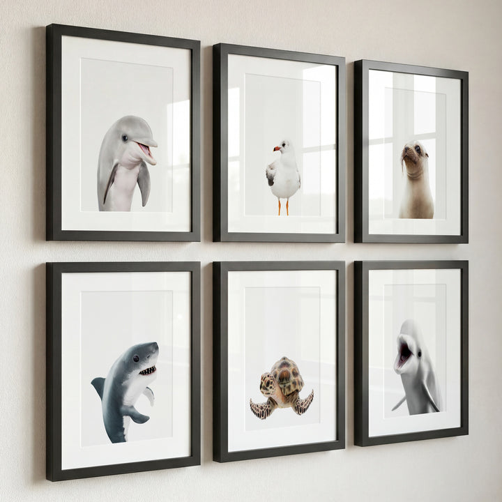 Sea Animals Set of 6 Nursery Decor Art Prints