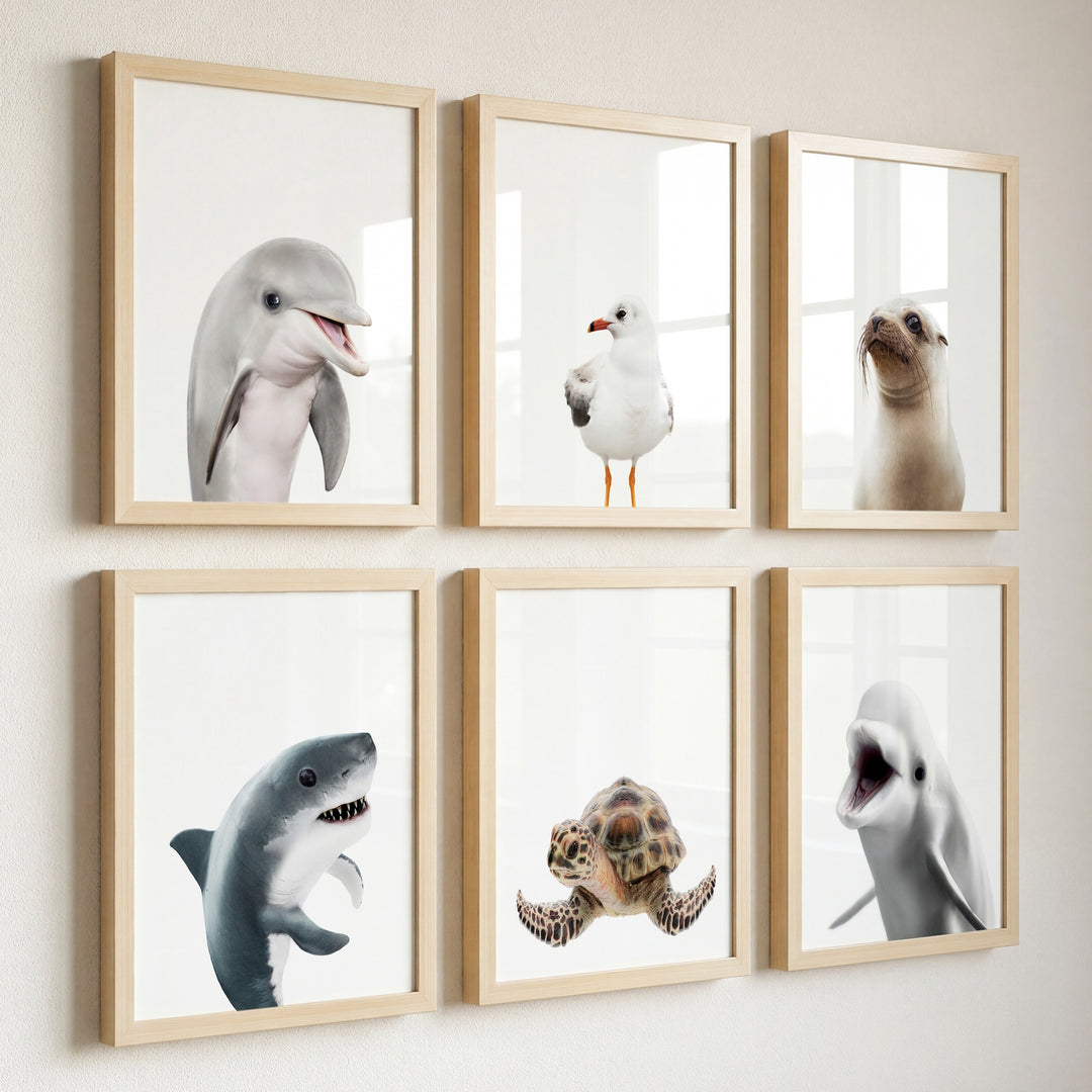 Sea Animals Set of 6 Nursery Decor Art Prints