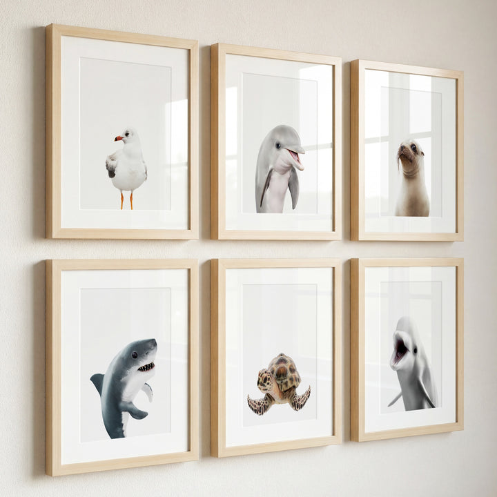 Sea Animals Set of 6 Nursery Decor Art Prints