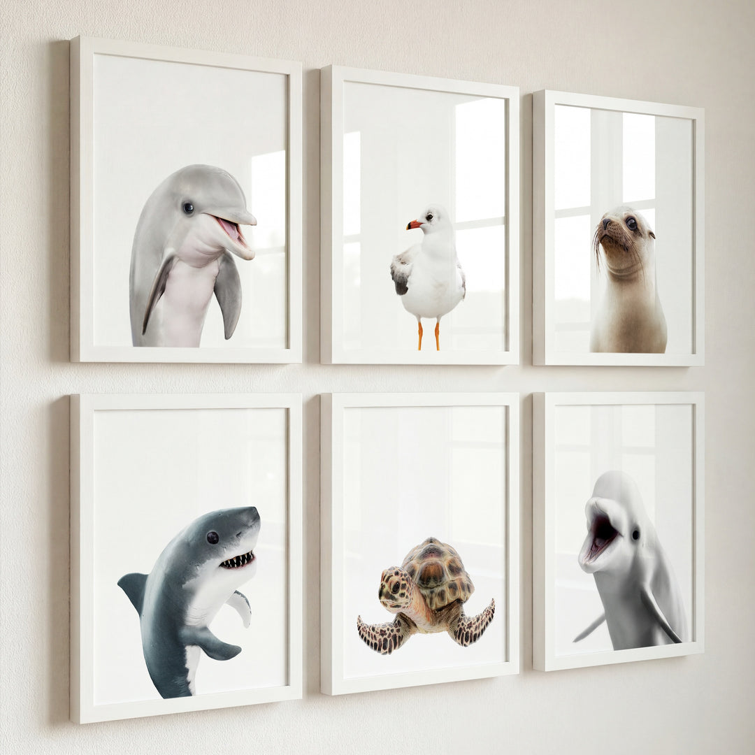 Sea Animals Set of 6 Nursery Decor Art Prints