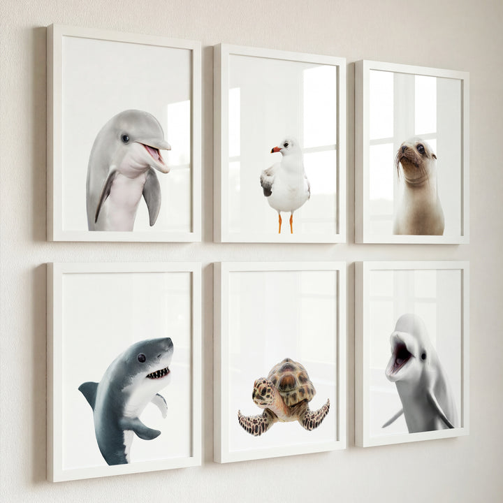 Sea Animals Set of 6 Nursery Decor Art Prints