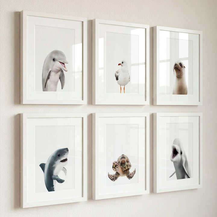Sea Animals Set of 6 Nursery Decor Art Prints