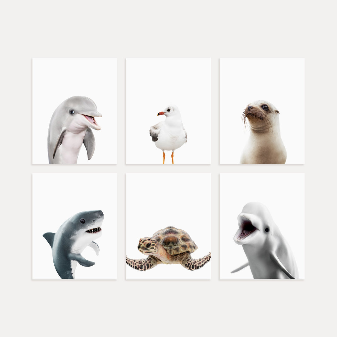 Sea Animals Set of 6 Nursery Decor Art Prints