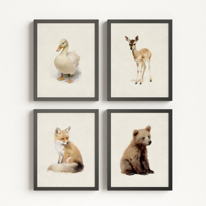 Storybook Animals Set of 4 Nursery Art Prints