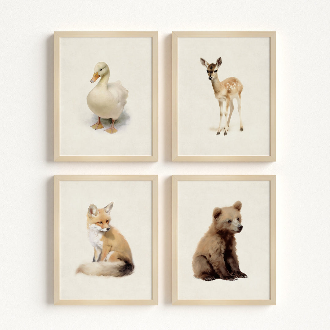 Storybook Animals Set of 4 Nursery Art Prints