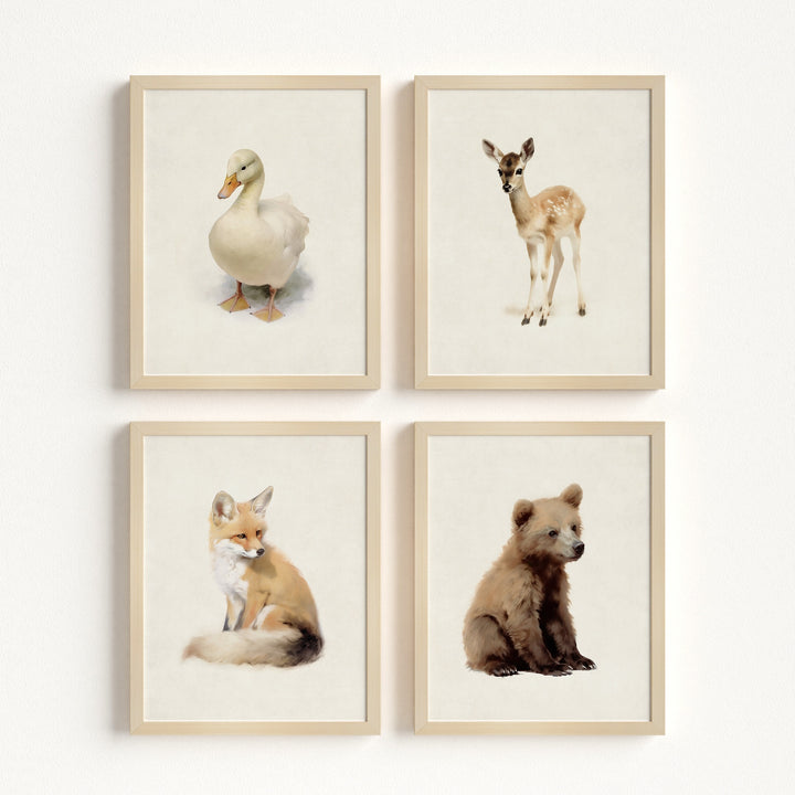 Storybook Animals Set of 4 Nursery Art Prints