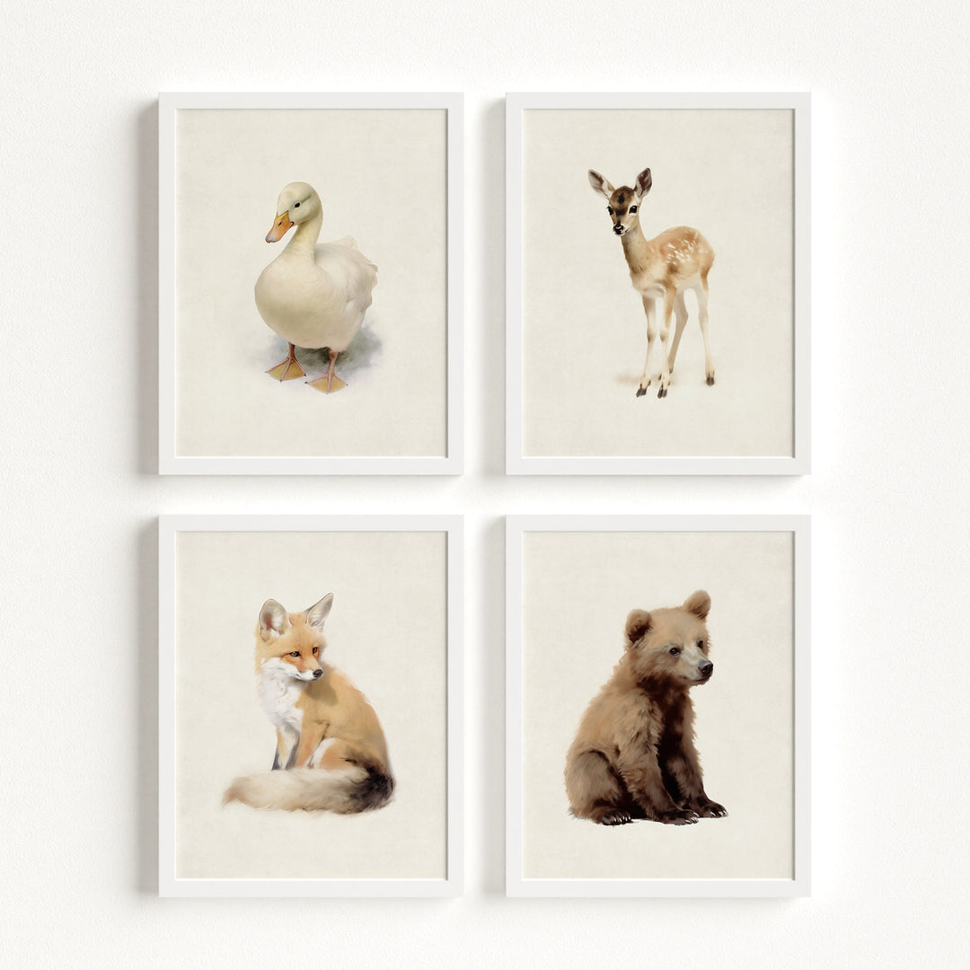 Storybook Animals Set of 4 Nursery Art Prints