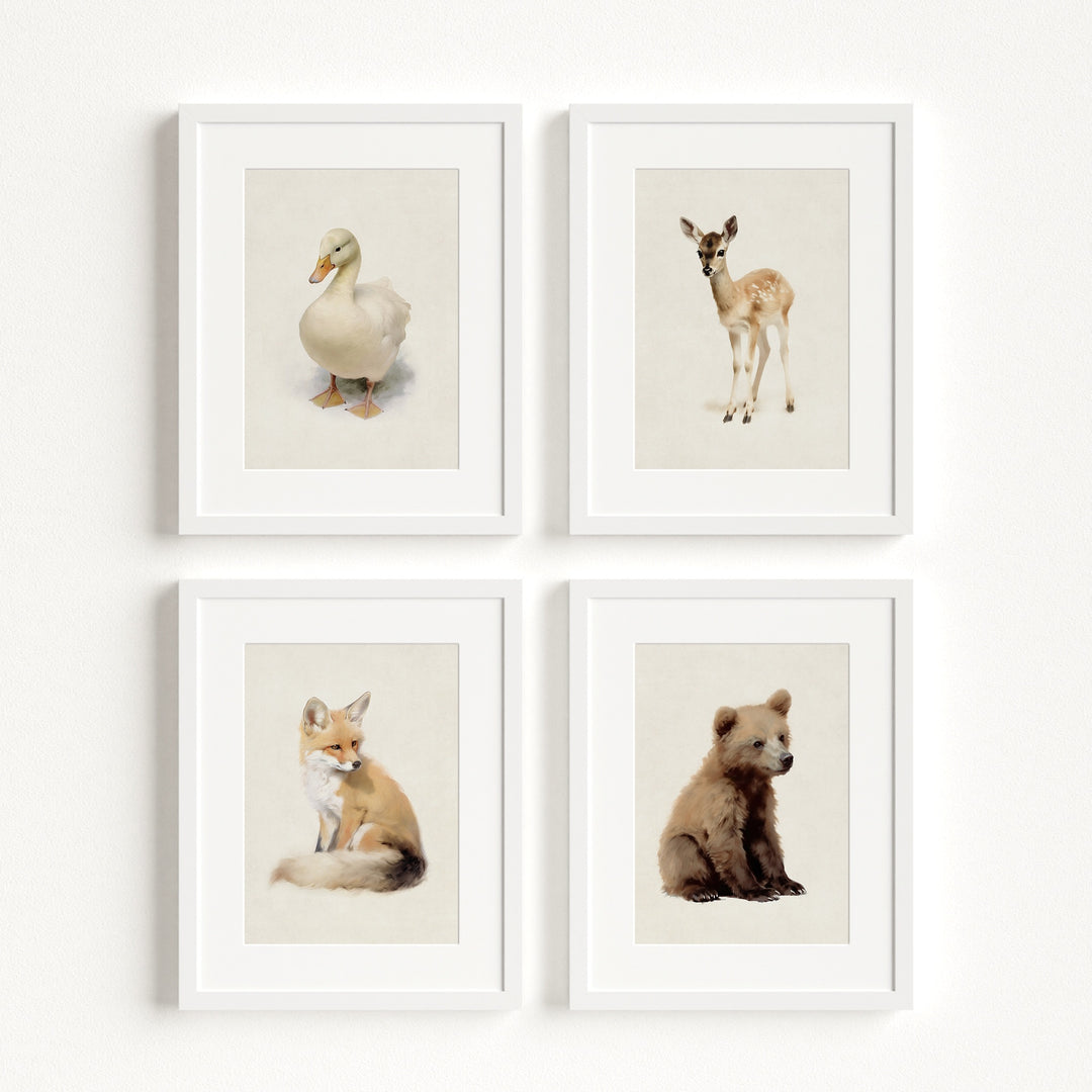 Storybook Animals Set of 4 Nursery Art Prints