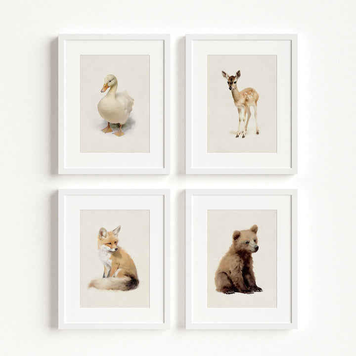 Storybook Animals Set of 4 Nursery Art Prints