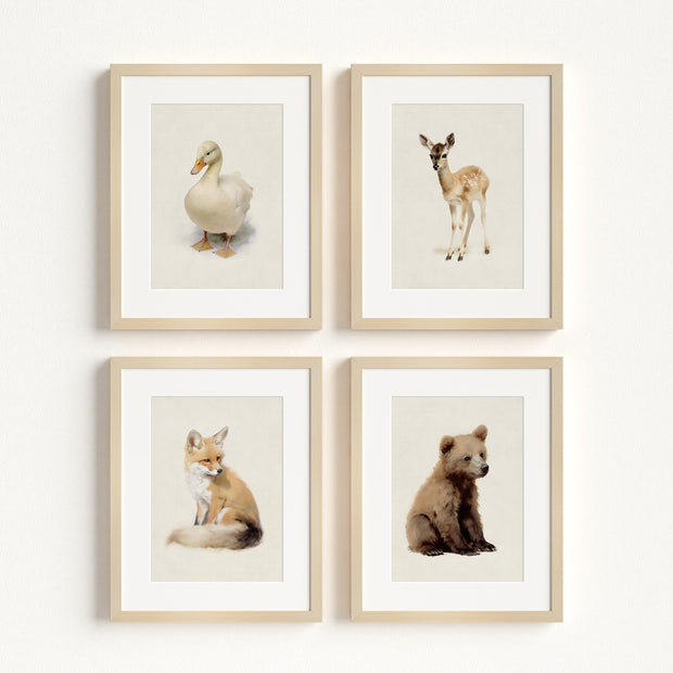 Storybook Animals Set of 4 Nursery Art Prints