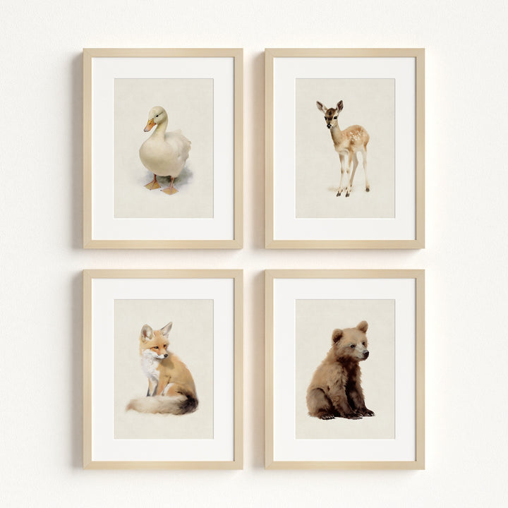 Storybook Animals Set of 4 Nursery Art Prints