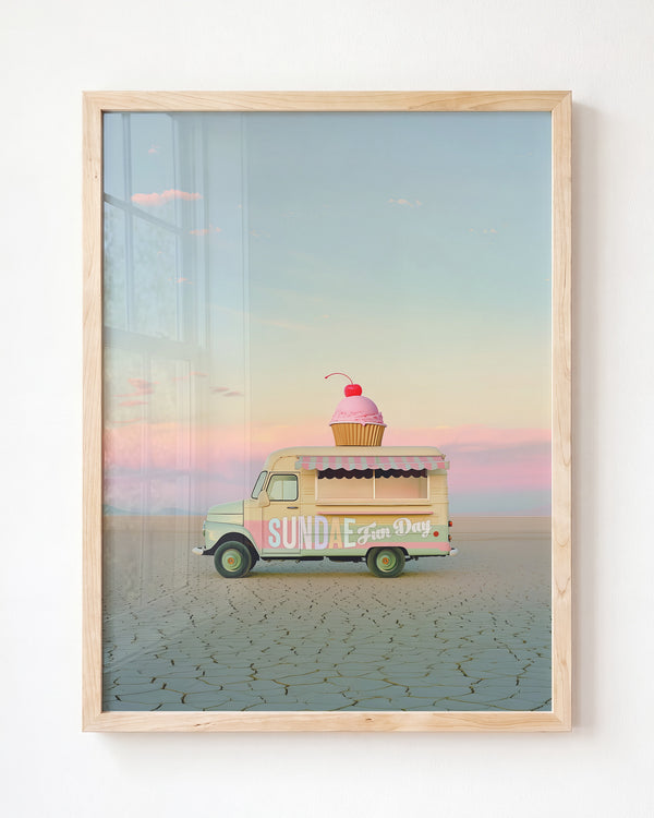 Sundae Fun Day Food Truck Art — Framed