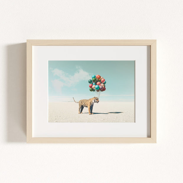 Tiger with Balloons Art Print