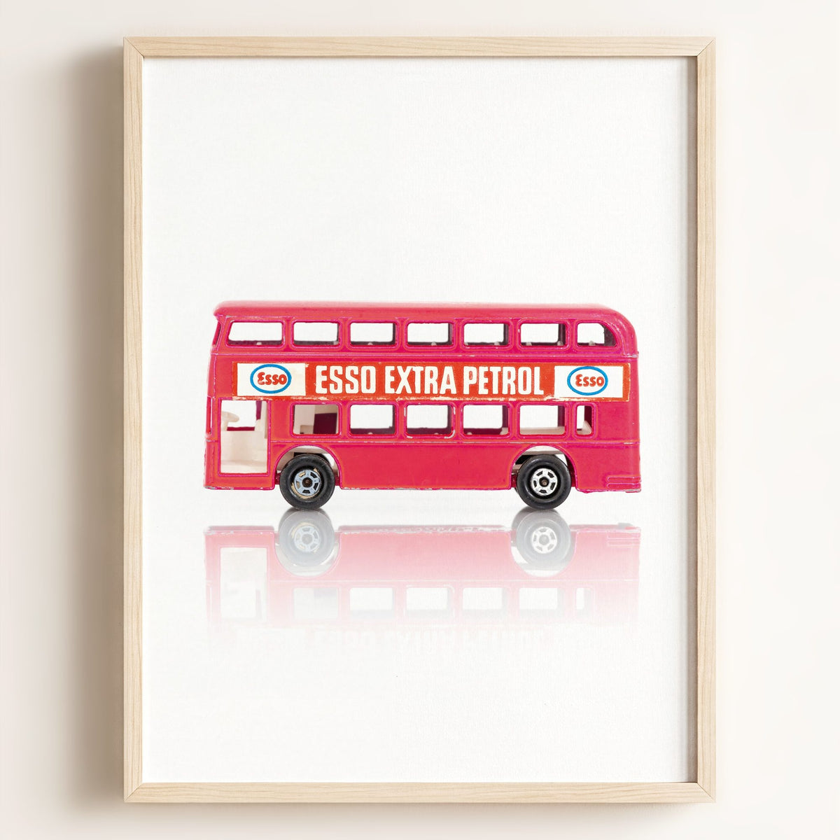 Toy Cars: Red Double Decker Bus Art — Framed