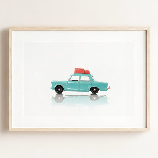 Toy Cars: Fiat Turquoise Car — Framed Art