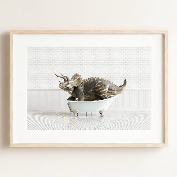 Triceratops in Blue Bathtub