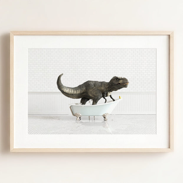 Tyrannosaurus Rex in Blue Bathtub
