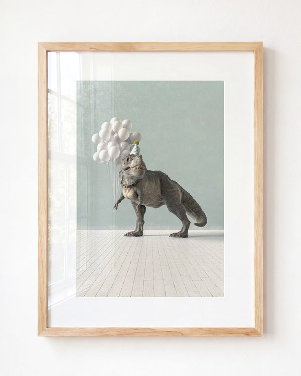 Tyrannosaurus Rex Party Animal Art Print — Framed