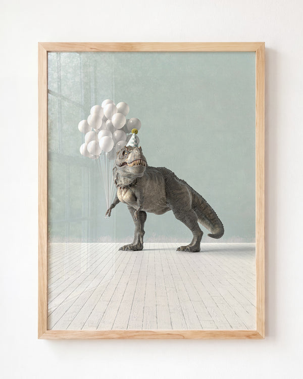 Tyrannosaurus Rex Party Animal Art Print — Framed
