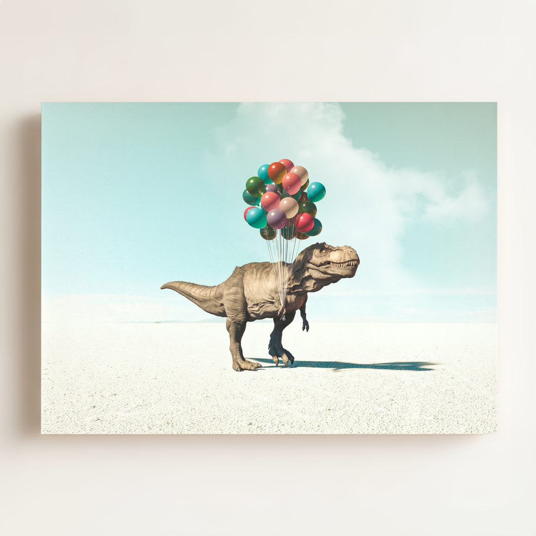 Tyrannosaurus Rex with Balloons Art Print