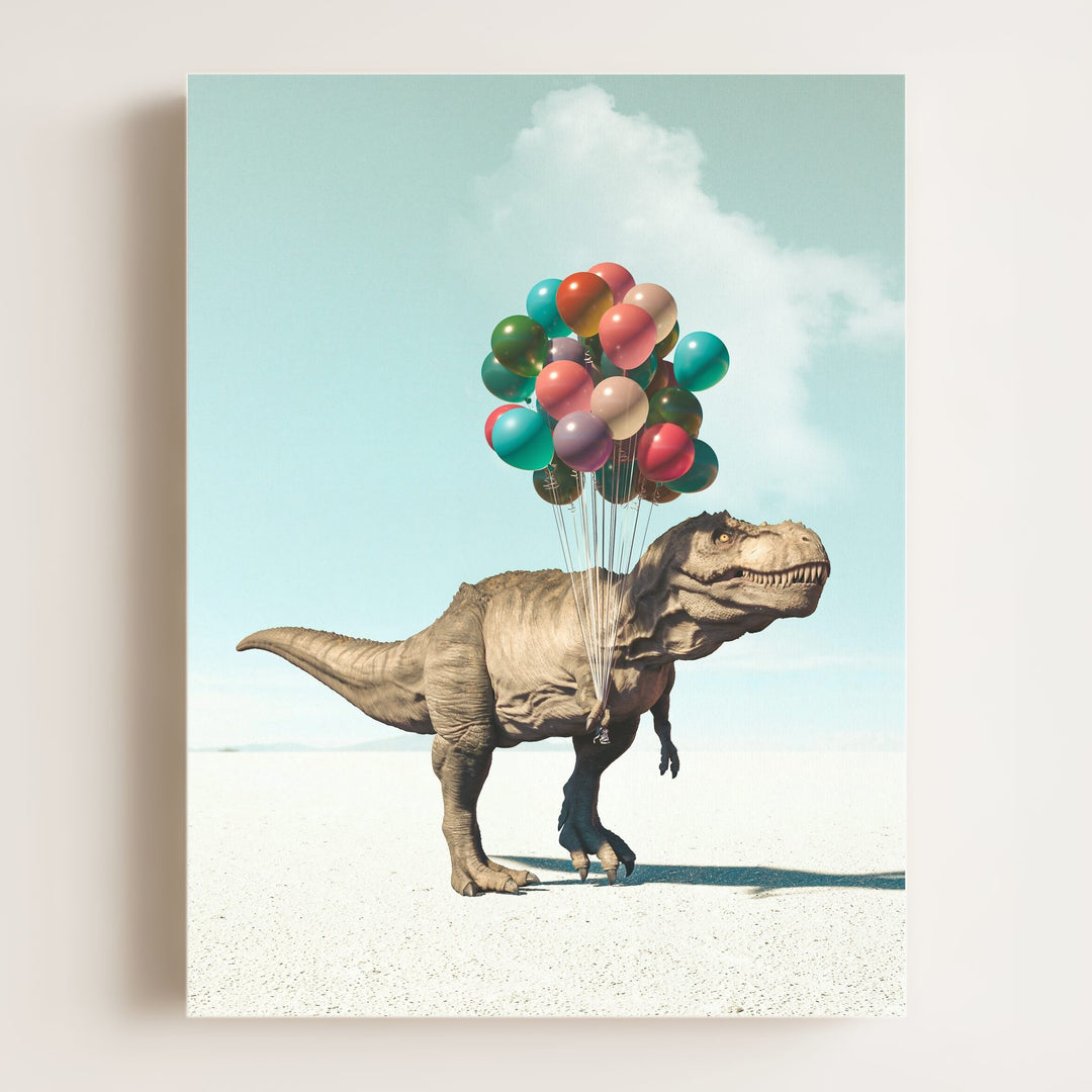 Tyrannosaurus Rex with Balloons Art Print