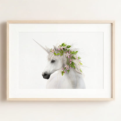 Unicorn with Flower Crown – Framed