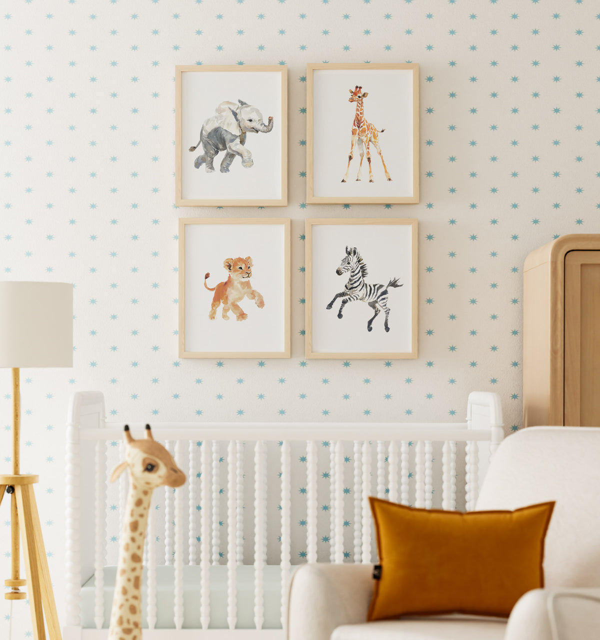Keepsake Kingdom Watercolor Safari Animals Set of 4