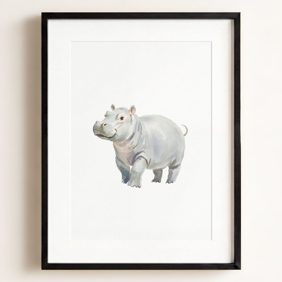 Watercolor Hippo Art Print