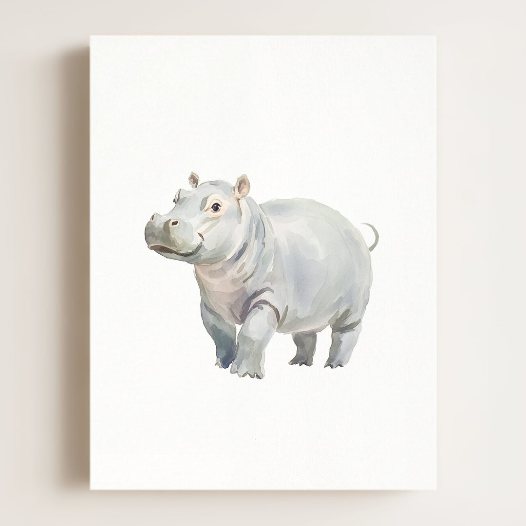 Watercolor Hippo Art Print