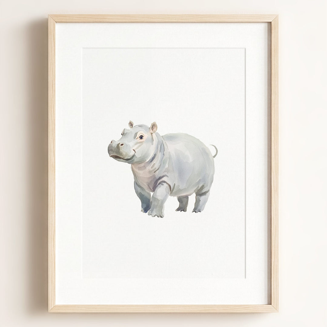 Watercolor Hippo Art Print