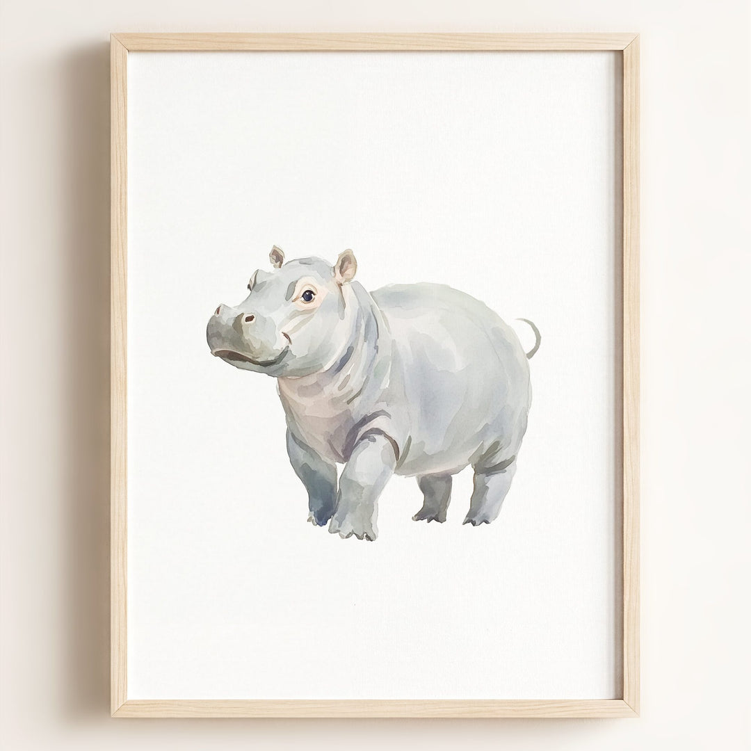 Watercolor Hippo Art Print