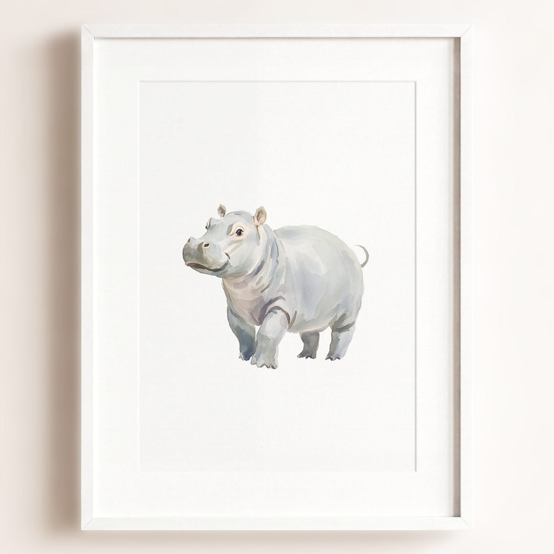 Watercolor Hippo Art Print