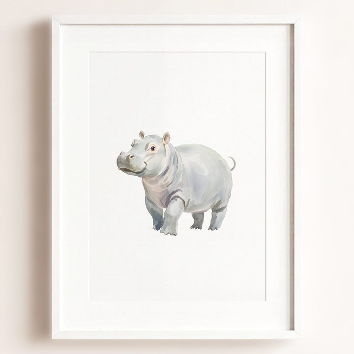Watercolor Hippo Art Print