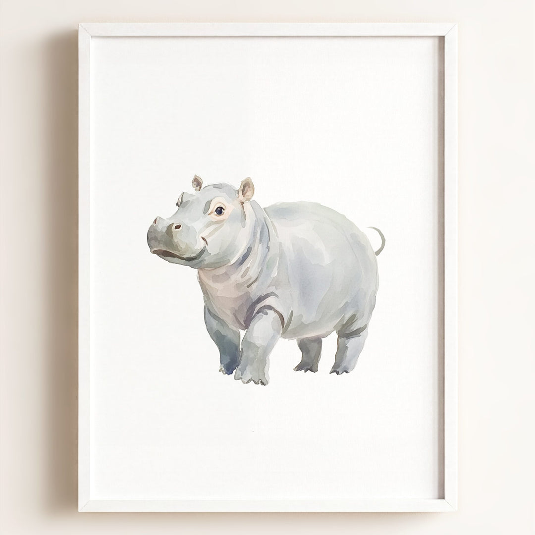 Watercolor Hippo Art Print