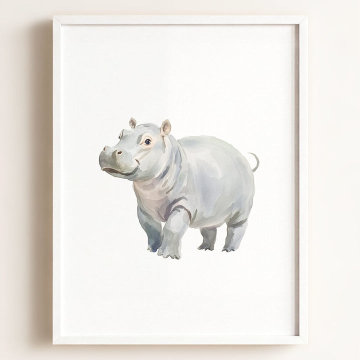 Watercolor Hippo Art Print