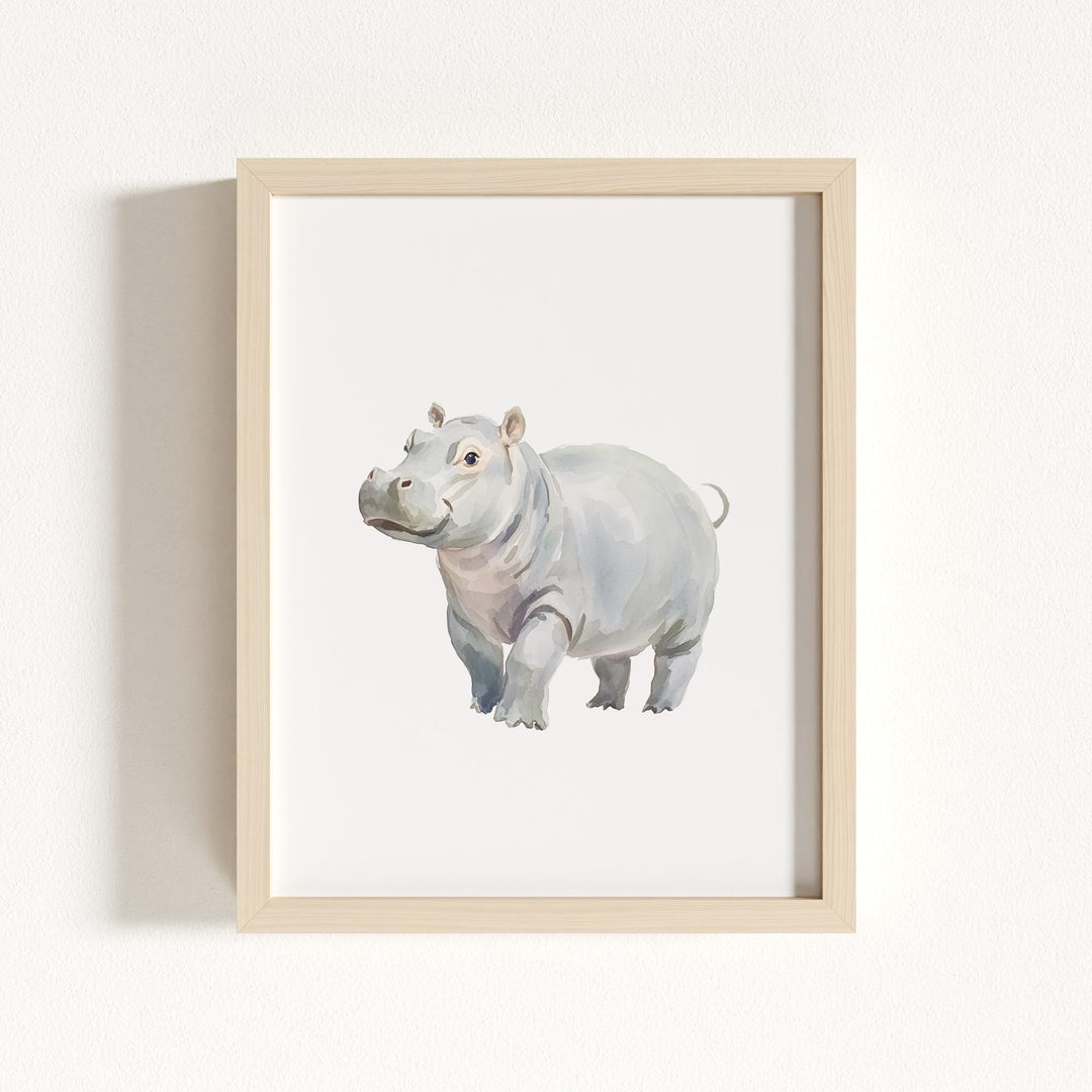 Watercolor Hippo Art Print